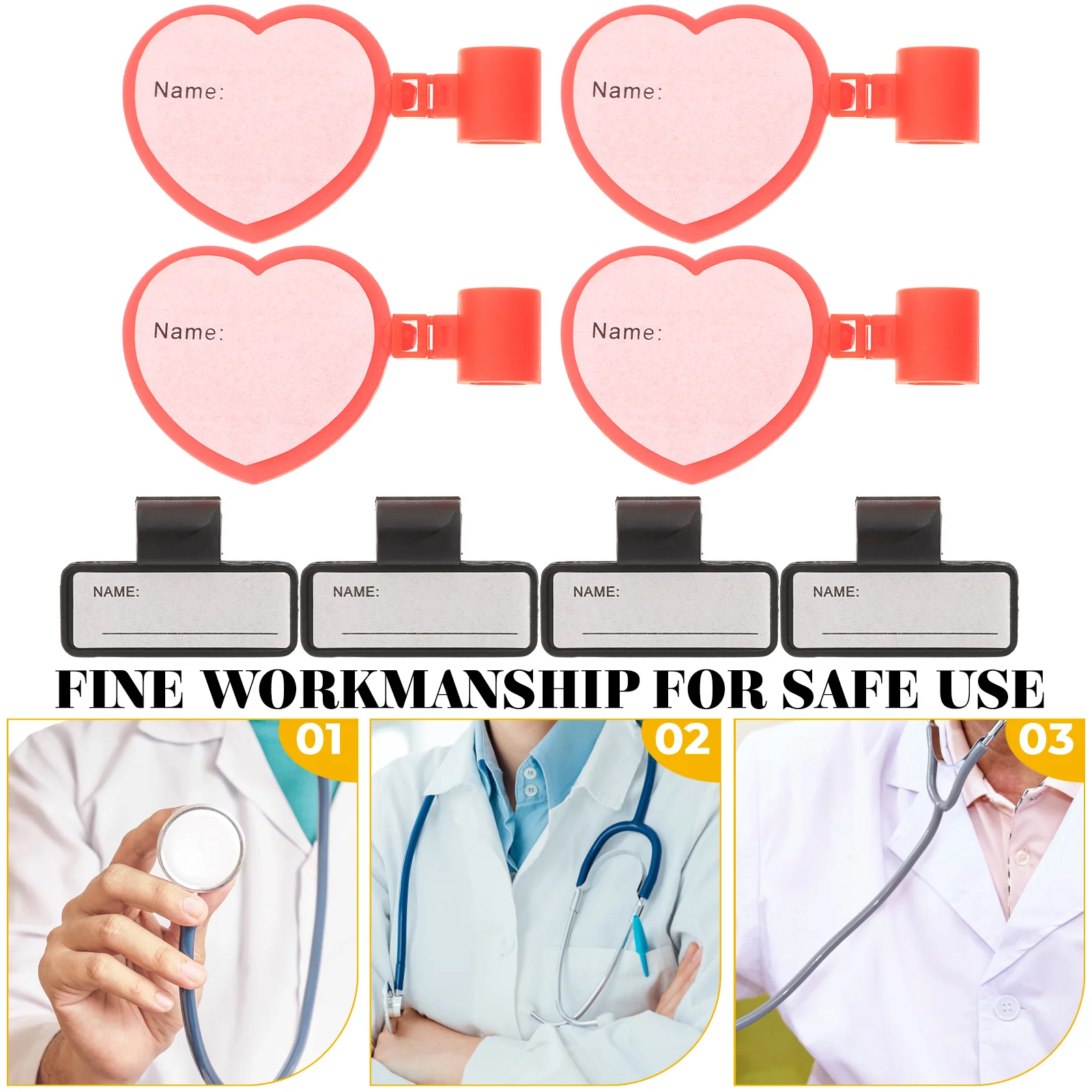 

8 Pcs Stethoscope Nameplate Tag Clip Medical Equipment Tags Id Identifier for Flight