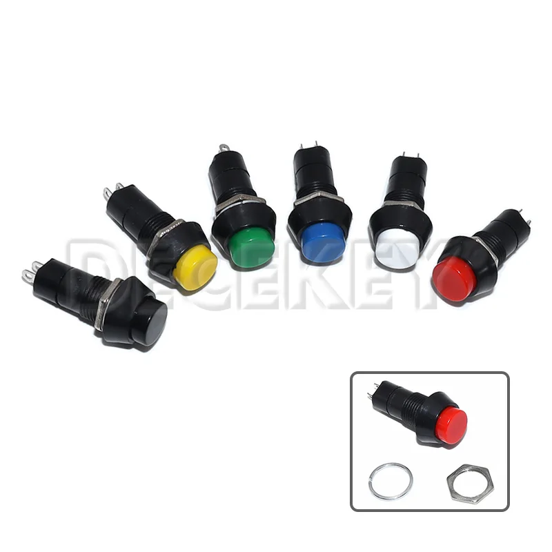 1PC PBS-11A 12mm self-locking Self-Recovery Plastic Push Button Switch momentary 3A 250V AC 2PIN 6Color