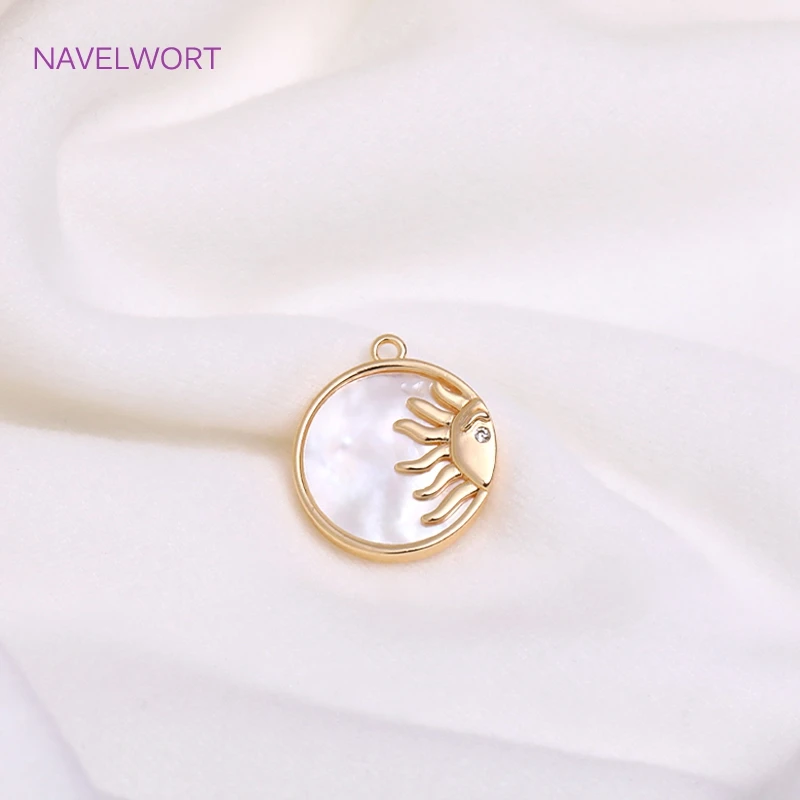 Trendy Gold Color Sun Charms For Jewelry Making Brass Inlaid Zircon Round Sun Pendants DIY Necklace Making Findings Wholesale
