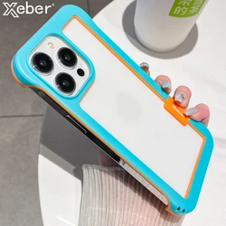 Frameless Transparent Candy Color Case For iPhone 17 16 15 14 13 12 11 Pro Max XS XR Plus Shockproof Armor Acrylic Hard PC Cover