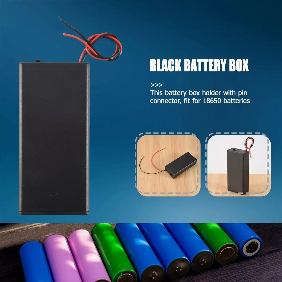 DT60 3.7V 2x 18650 Battery Holder Connector Storage Case Box ON/OFF Switch With Lead