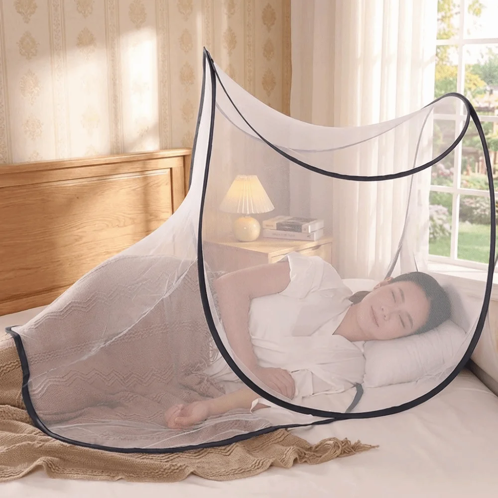 Foldable Face Head Mosquito Net High-Density Mesh Adjustable Mosquito-Proof Net Breathable No Installation Mosquito Net Stand