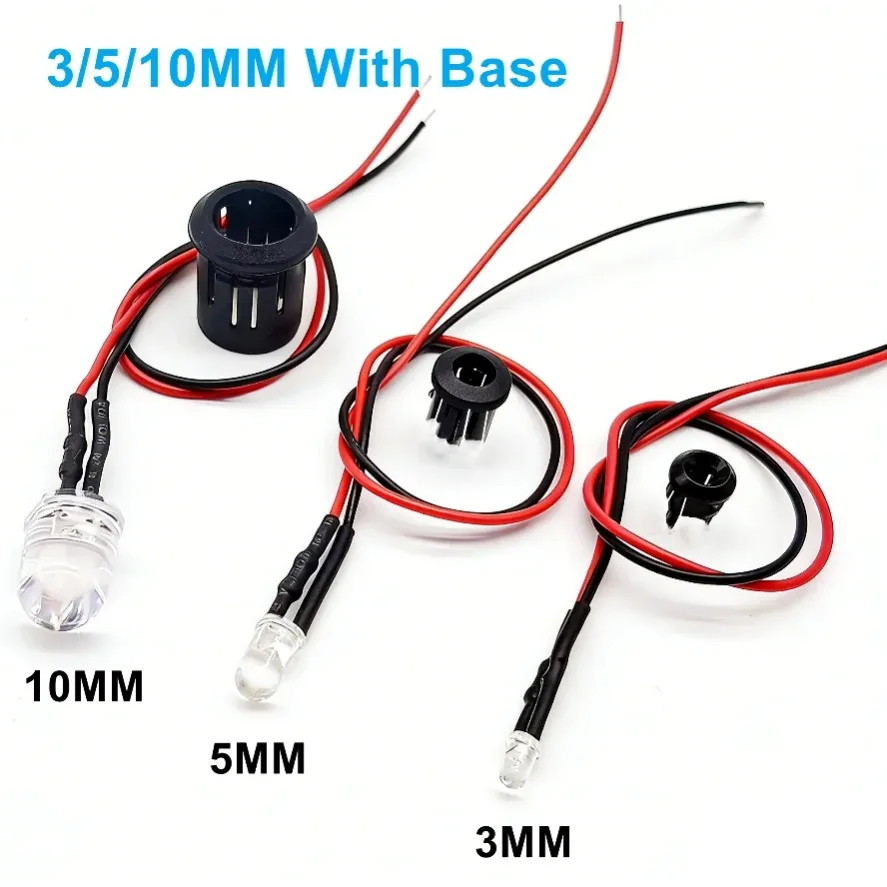 10/20PCS 5mm LED Diode Kit UV Prewired 5V 12 V Light Emitting Indicator RC Lamp Warm White Red Green Blue Yellow Orange Purple P image 3