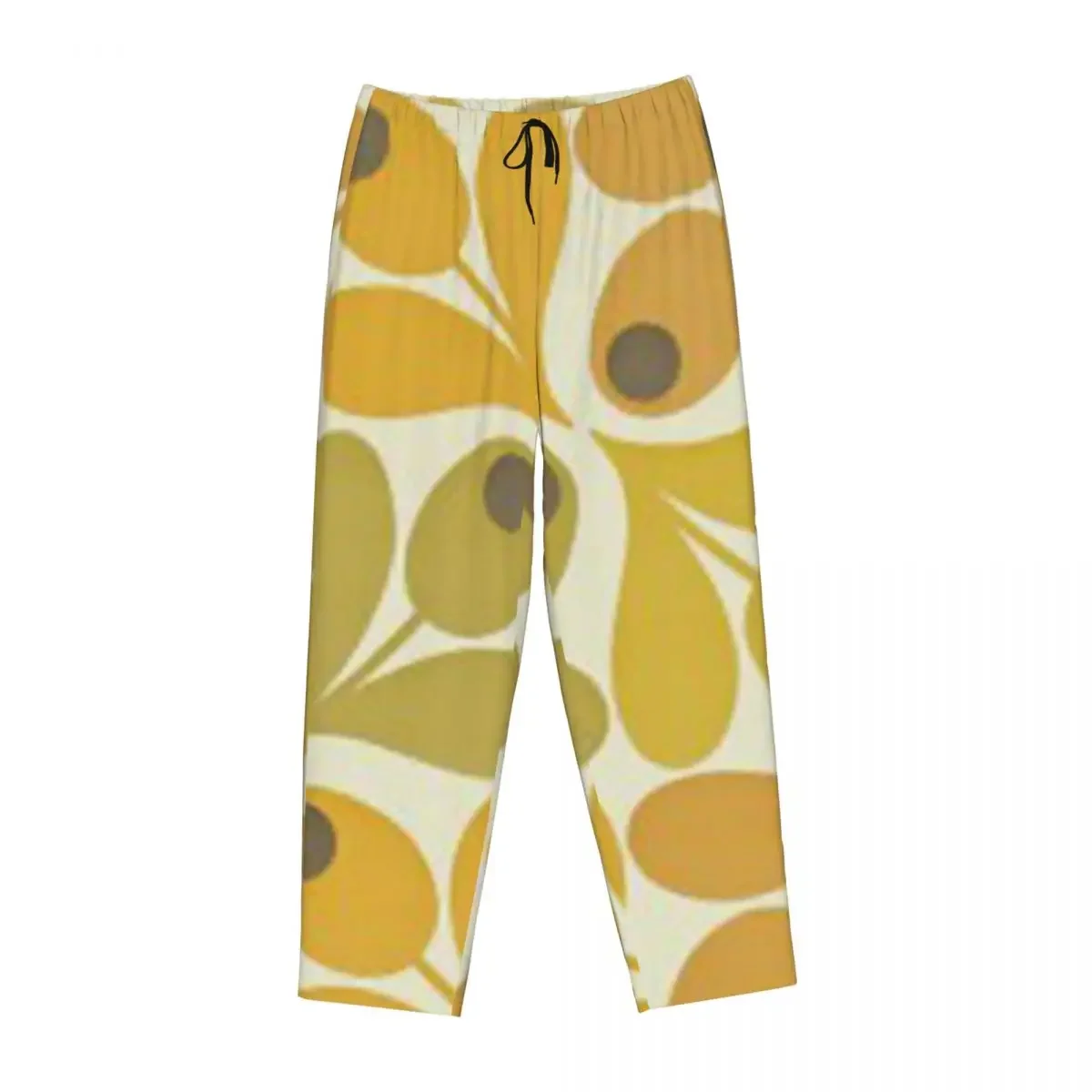 Custom Orla Kiely Flower Design, Yellow Color Kiely Women Pajama Pants Lounge Sleep Sleepwear Bottoms with Pockets