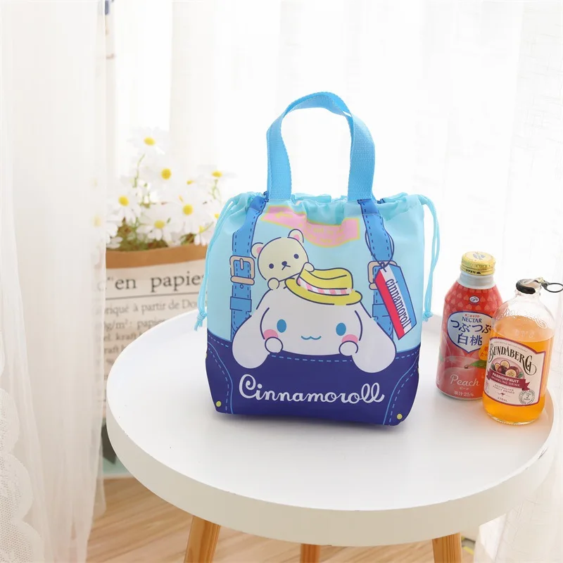 อะนิเมะ sanrios Cinnamoroll Kuromi Hello Kitty Melody POM Purin น่ารักการ์ตูนมีเชือกผูกสำหรับกระเป๋าเครื่องสำอางของขวัญสำหรับเพื่อน