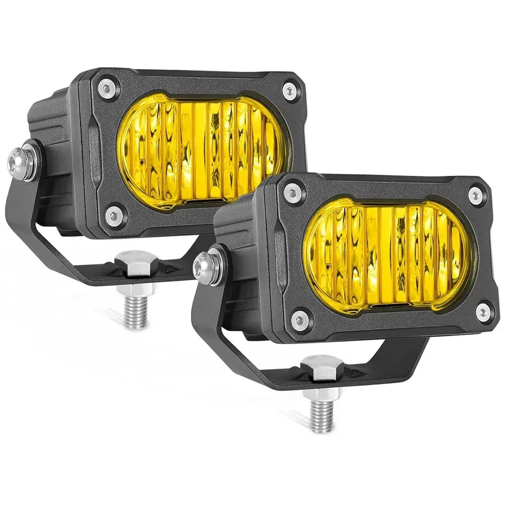 

Free Shipping - LED Pods Yellow, 2PCS 3Inch LED Driving Light 40W Flood Offroad Lighting Small Cubes Backup Pods Reverse Lighti