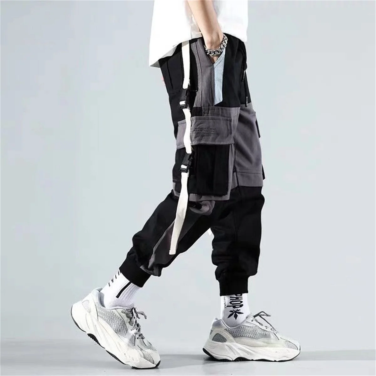 

Streetwear Men's Multi Pockets Cargo Harem Pants Hip Hop Casual Male Track Pants Joggers Trousers Fashion Harajuku Men Pants