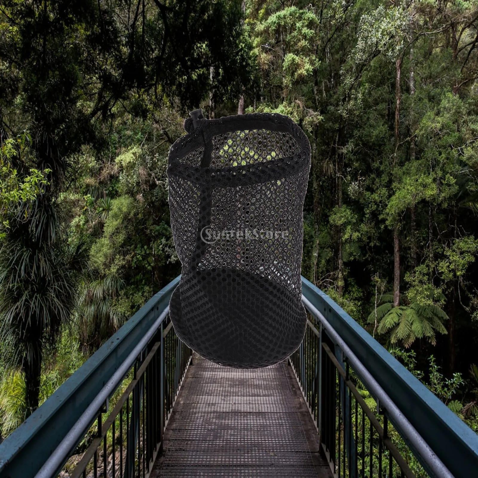 Golf Ball Mesh Pouch with Drawstring Spring Buckle Organizer Bag for Park Golf Supplies and Accessories