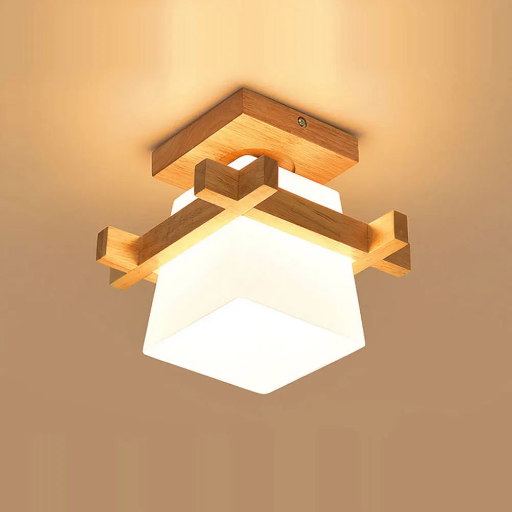 

Modern Wooden Wall Lamp Simple Design Ceiling Light for Home Hotel Restaurant Living Space Bright Indoor Creative Lighting