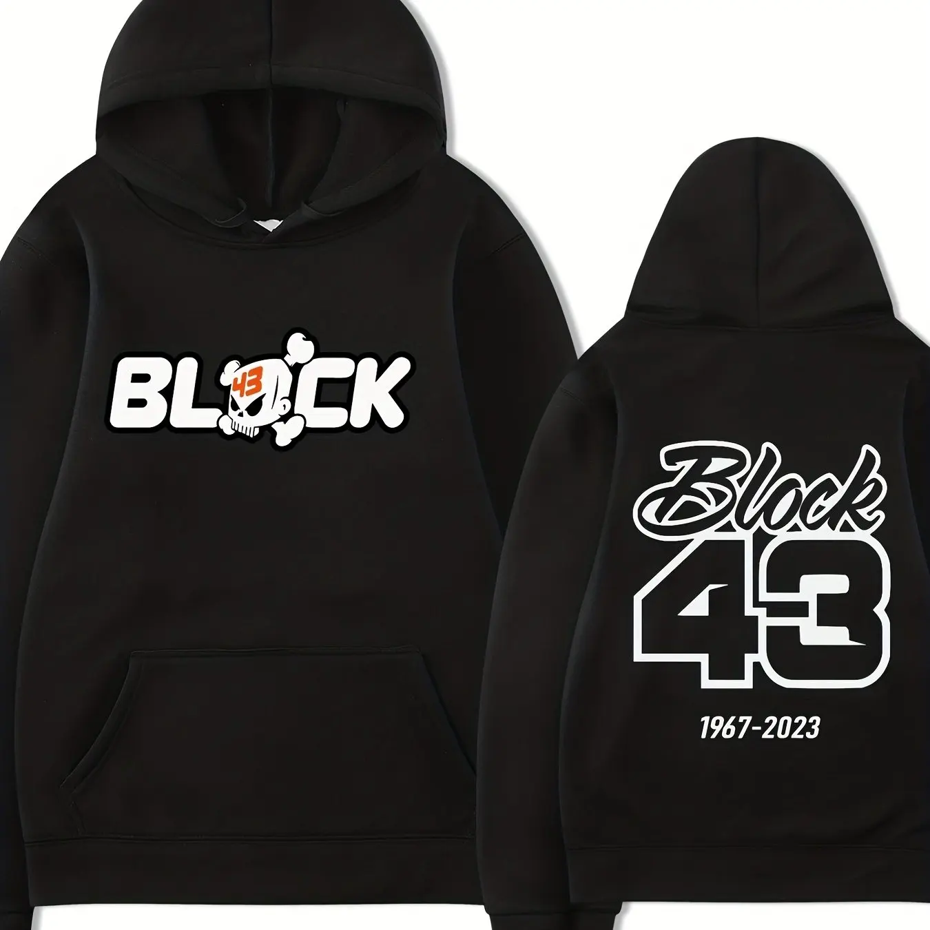 2026 Skull Number Letter Graphic Double Sided Print Hoodie Unisex Racing Streetwear Long Sleeve Casual Hip Hop Hooded Sweatshirt