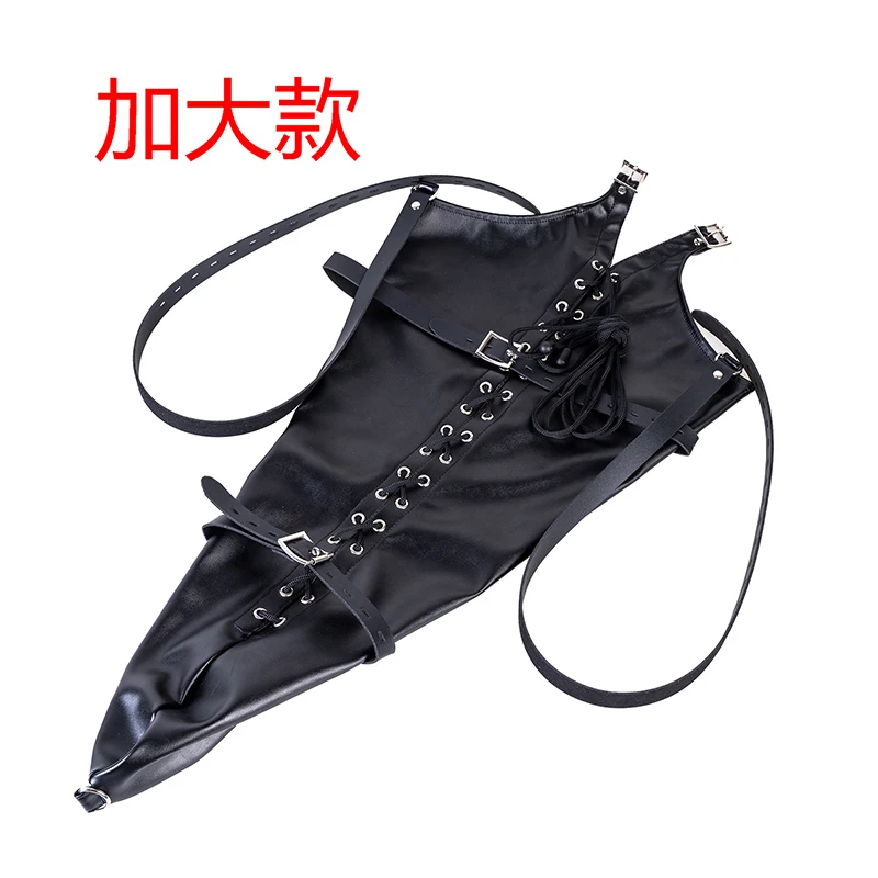 

Plus Size Kinky Women PU Leather Opera Full Length Gloves Arm Restraint Lockable Lacing Buckling Double Mitts Fetish Costume