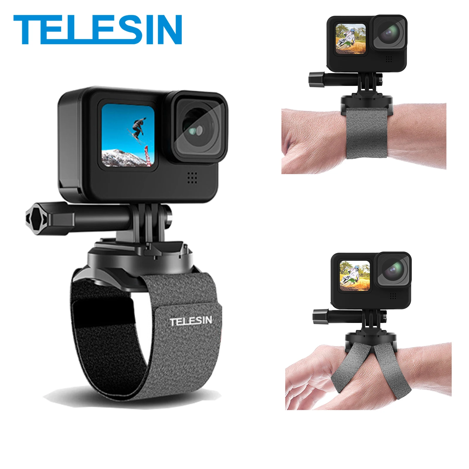 TELESIN 360 Degree Rotation Hand Wrist Strap for GoPro Hero 13 12 11 10 9 Band Holder Mount For Insta360 Osmo Action