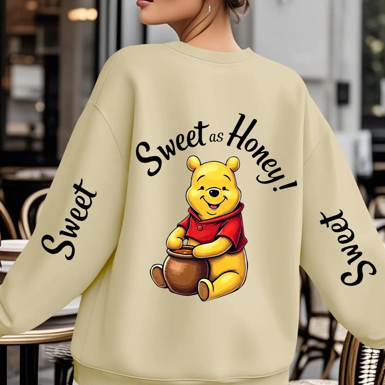 

Disney Women's Winnie The Pooh Pattern Sweatshirt Spring and Autumn Fleece Sweatshirt Everyday Outdoors for Any Occasion