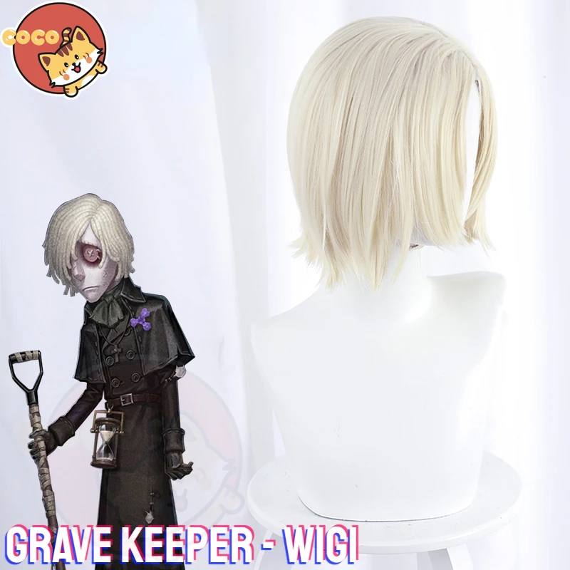 Grave Keeper Cosplay Wig Game Identity V Andrew Kreiss Cosplay Grave Keeper Wig 35cm Gold White Short Cosplay Wig CoCos