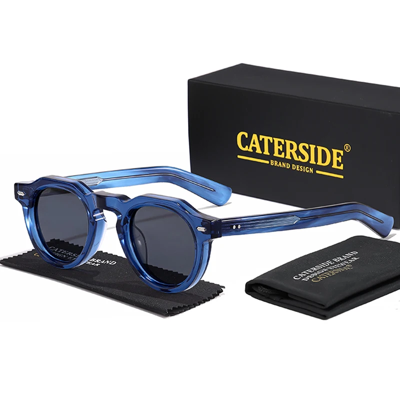 

CATERSIDE Classics Acetate Round Men Sunglasses Small Frame High-Quality Frame Sun Glasses Women Party Travel Outdoor Glasses