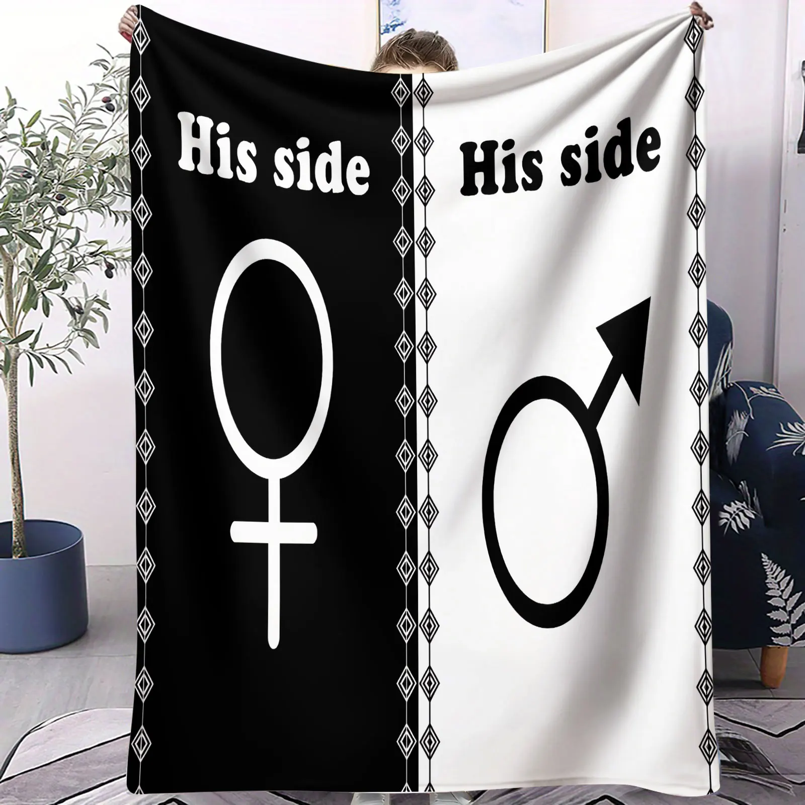 الملك الملكة زوجين الفانيلا بطانية رومانسية القلب تاج طباعة رمي بطانية للمنزل هدية عيد الحب المثالية للأزواج