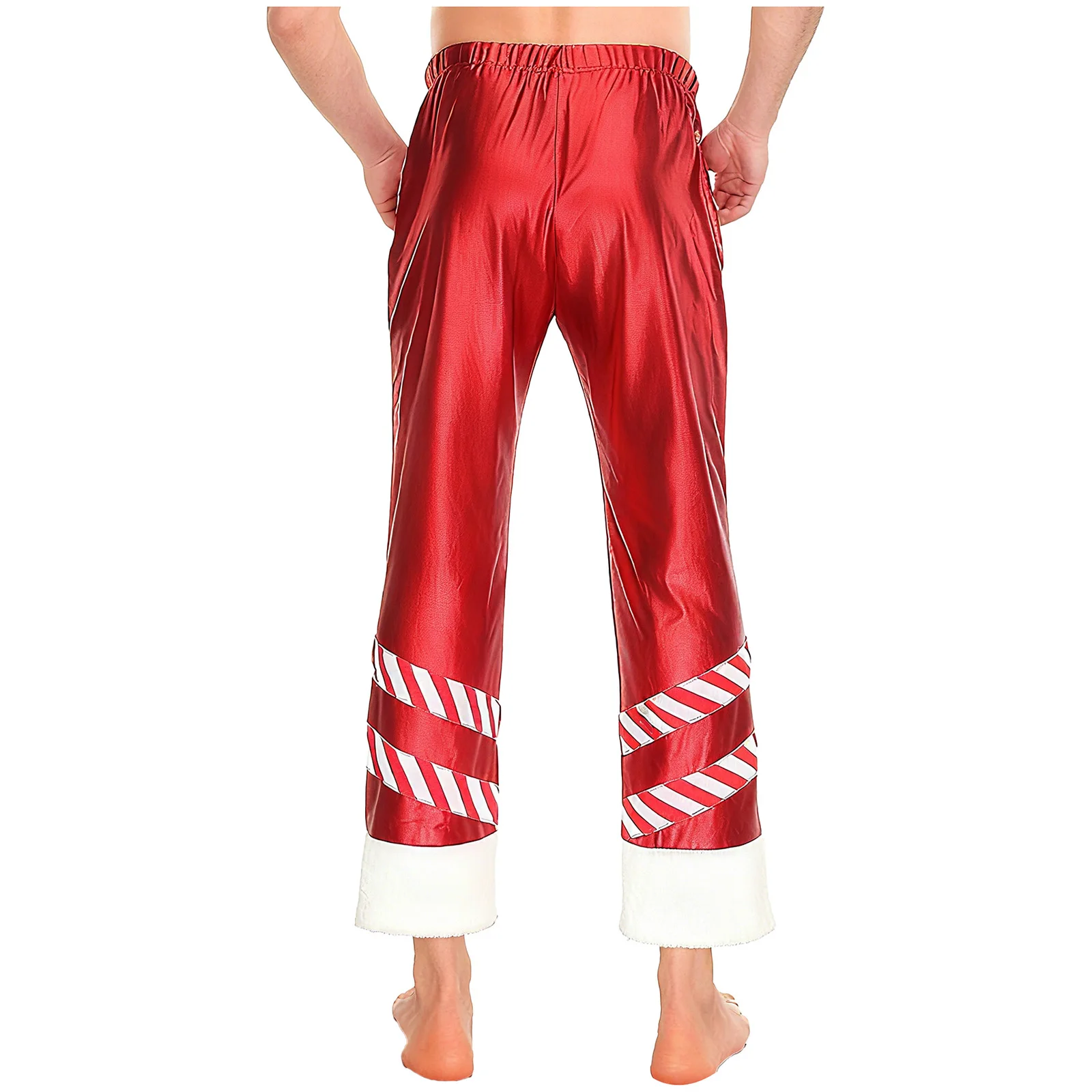 الرجال عيد الميلاد موضوع حفلة زي حزام مطاط التباين اللون المخملية السراويل الفضفاضة سانتا كلوز عطلة المهرجانات تأثيري ارتداء