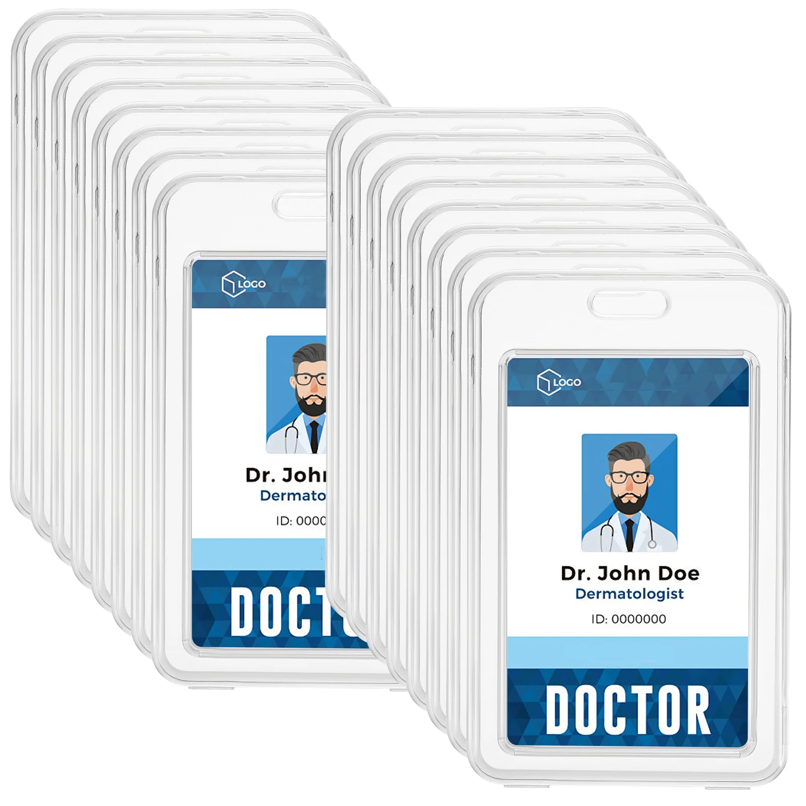 

20pcs Card Cover Clear ID Badge Holders White Student Name Tag Plastic Multi Functional Travel Use School Office