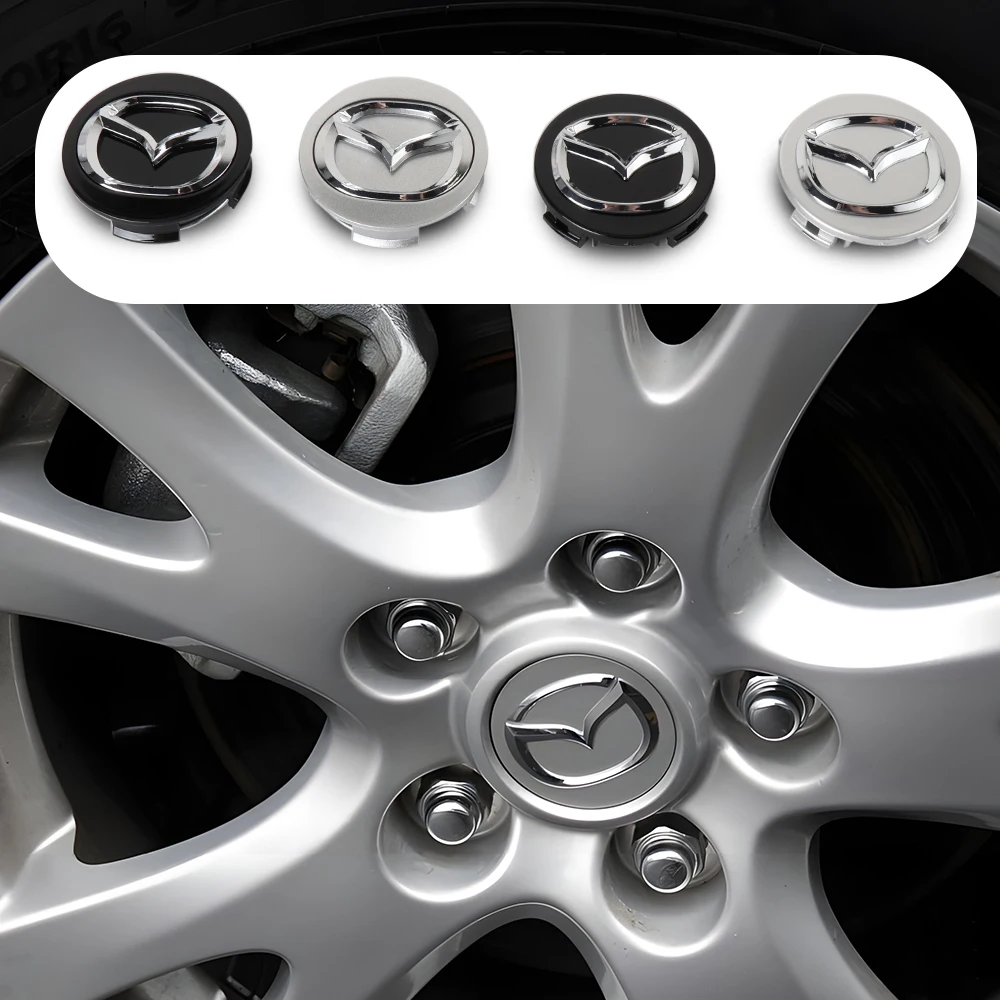 4 unidades de tapas de buje de rueda de 56 mm con emblema para Mazda Axela Demio Atenza CX CX3 CX7 CX30 CX60 CX9 2 3 4 323 MX3 MX6 RX3 MS
