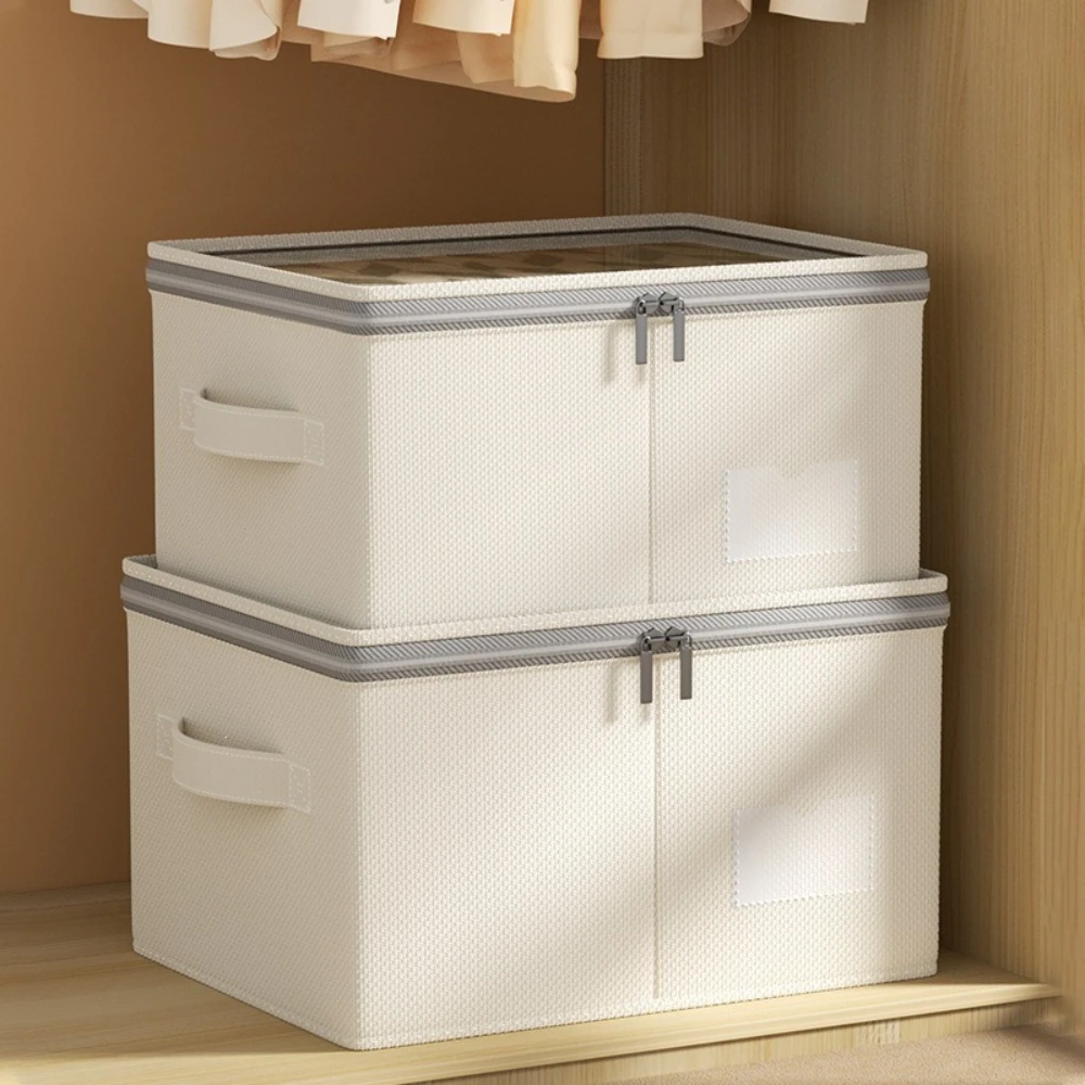Large Capacity Foldable Clothing Storage Box with Clear Window for Down Jacket Quilt Organizer Box Home Bedroom Organization