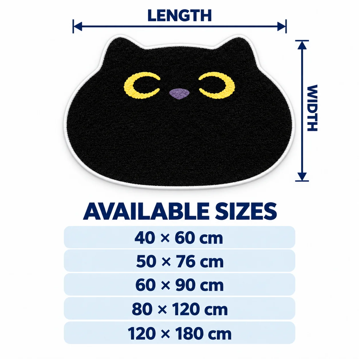 Black Fat Cat Face Shaped Area Rug Soft Flannel Floor Mat for Bedroom Living Room Entryway Cute Decorative Home Decor Gift