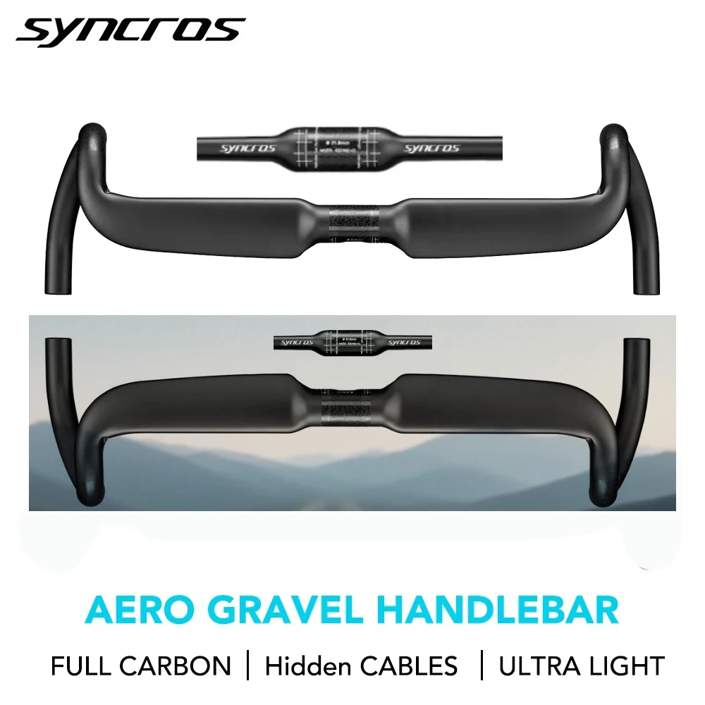 

SYNCROS Full Carbon Gravel Bike Handlebar Speed Carbon Road Handlebars Internal Cables Racing Bike Drop Bent Bar 31.8*360-400mm