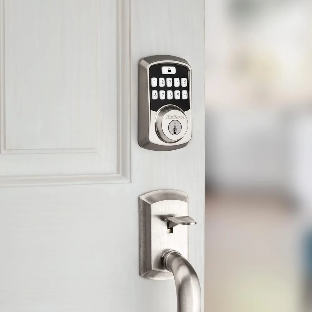 99420-001 Aura Bluetooth Programmable Keypad Door Lock Deadbolt Featuring SmartKey Security, Satin Nickel
