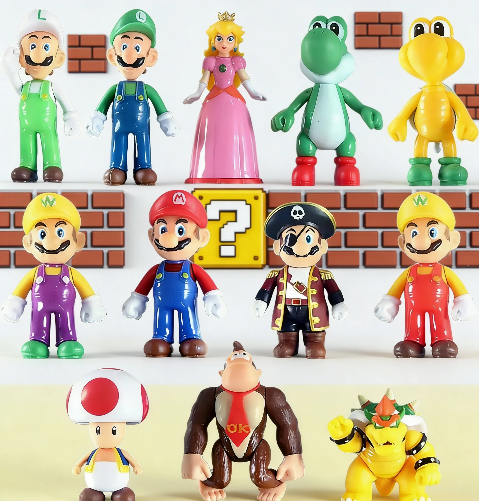 

Super Mario Bros Luigi Yoshi Mario Anime Figure Plush Doll Creative Collectible Model Toy 2026 New Arrival for Fans