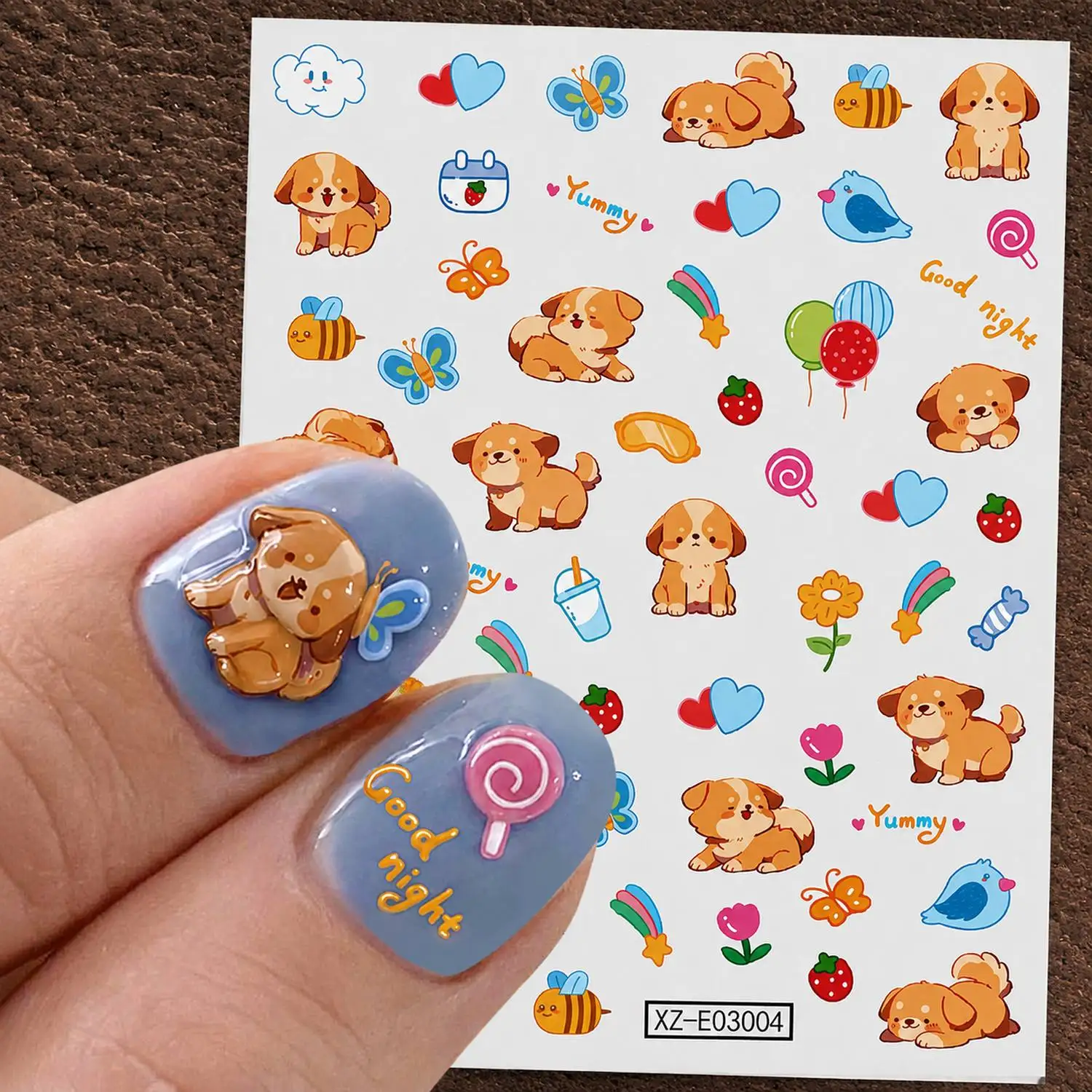 1Pc Colorful Dog Themes Puppy Nail Sticker Natural Snack Elements Puppy Nail Decal Healing Relax Paint Puppy Nail Slider