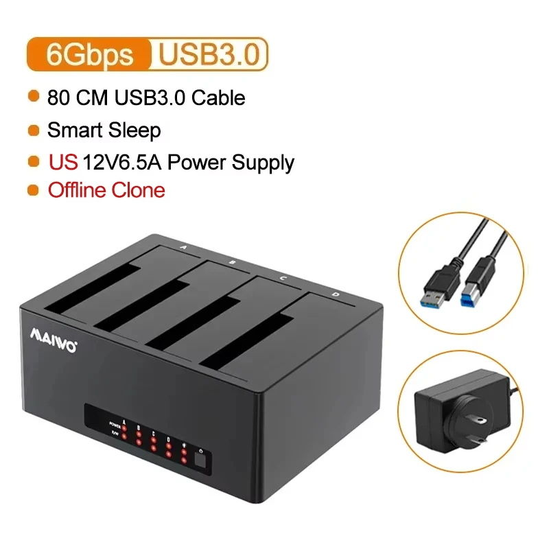 MAIWO 4-bay harde schijf dockingstation offline kloon SATA HDD behuizing voor 2.5/3.5 inch SATA SSD/HDD dock case duplicator