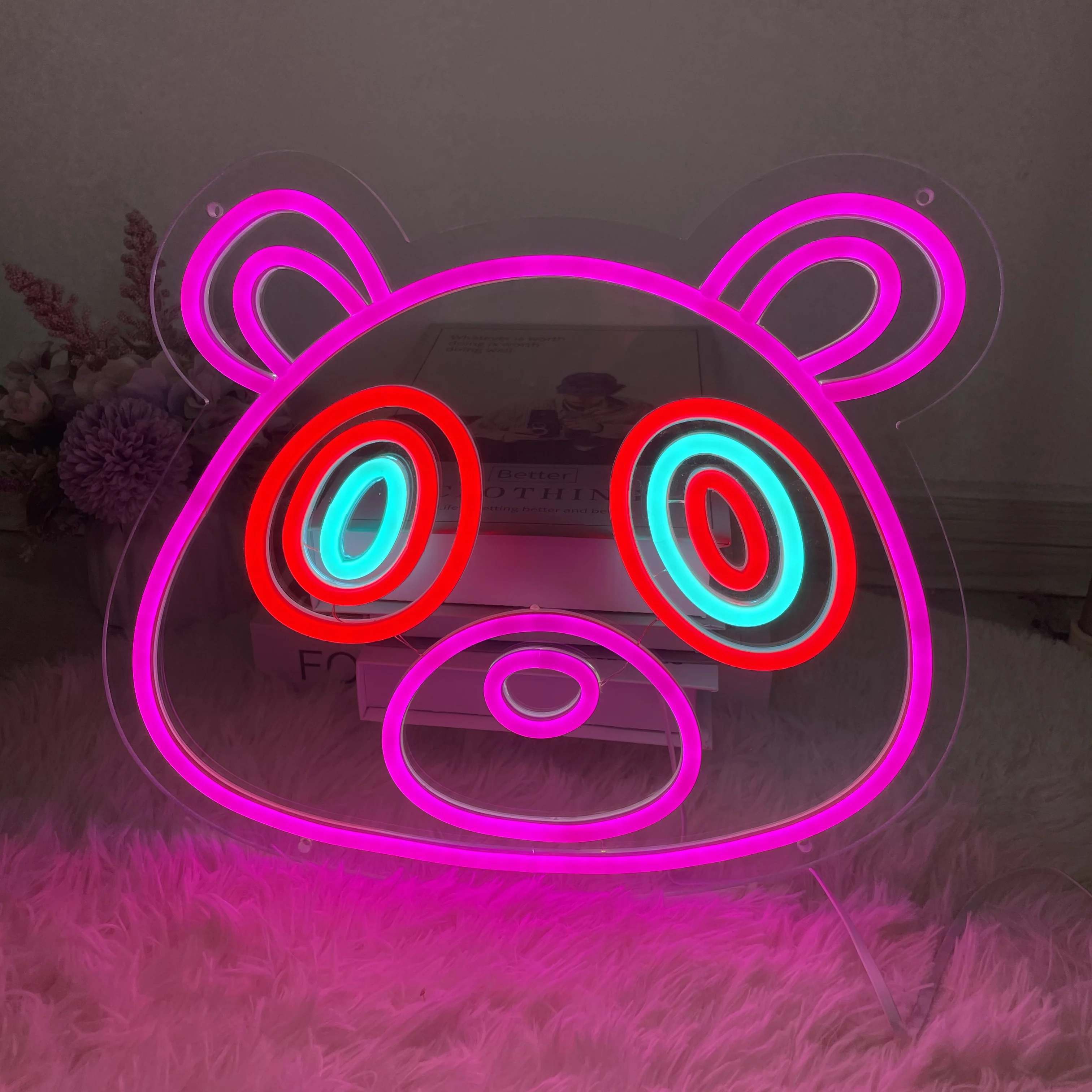 Anime Beer Neon Sign Bar Beer Man Cave Custom Game Room Cute Bear For Kids Baby Bedroom Dimmable Coffee Shop Sign