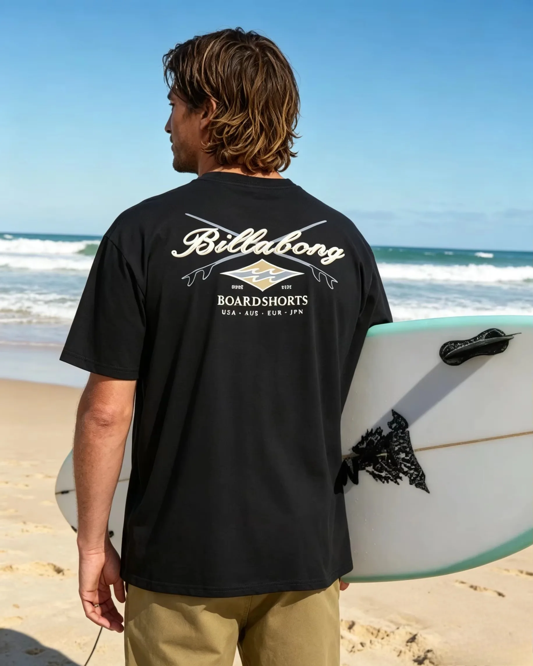 2026 new Back Cross Surfboard Print Men T-shirt Retro Beach Surf Graphic Oversized Cotton Casual Short Sleeve Tee