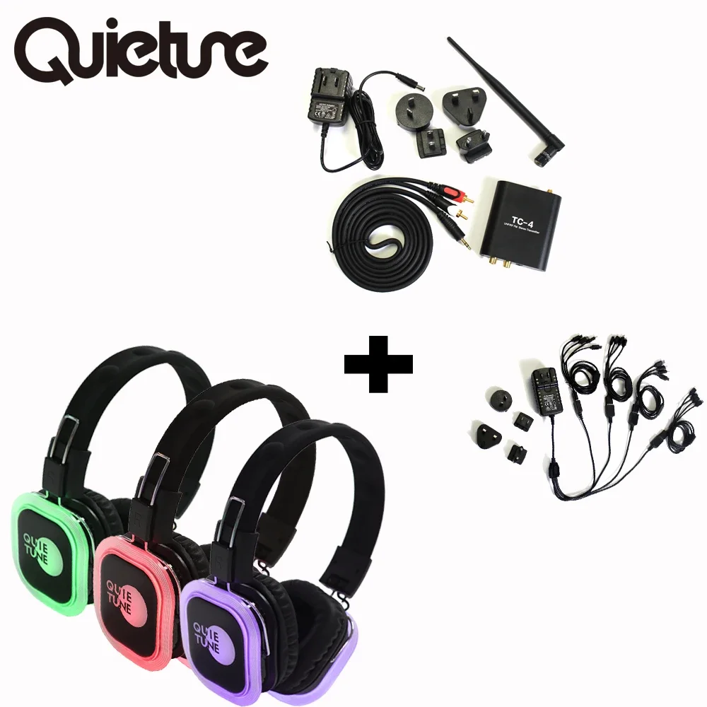 F39 Headphones Silent party headphone set 10pcs + 1pcs TC-4 Transmitter + 1pcs TYPE-C charger A package