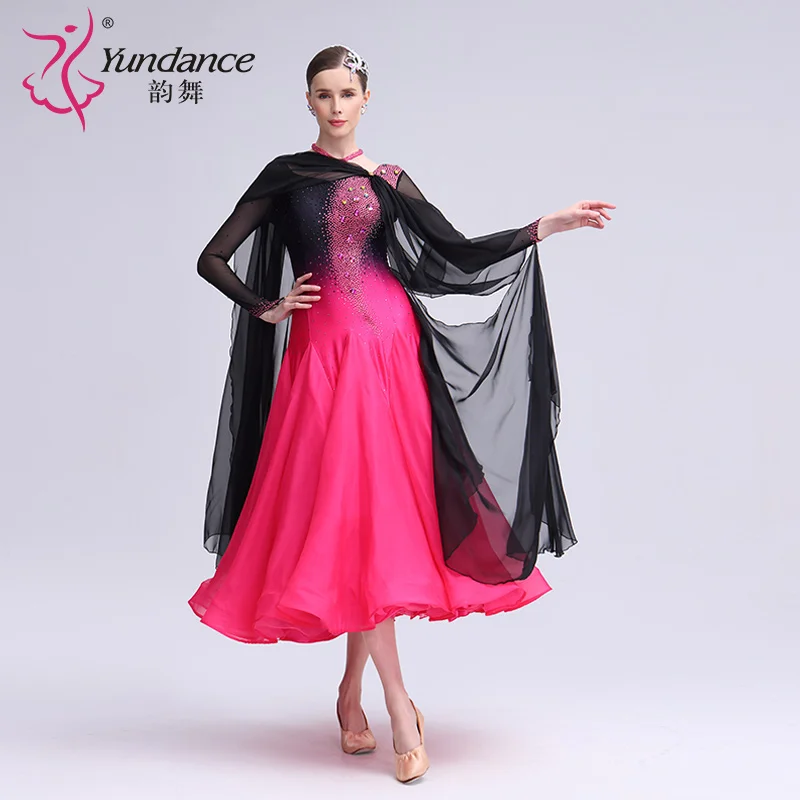 

B-24141 New Women Modern Dance Rhinestone Color Diversity Dress Ballroom National Standard Waltz Competition Performance