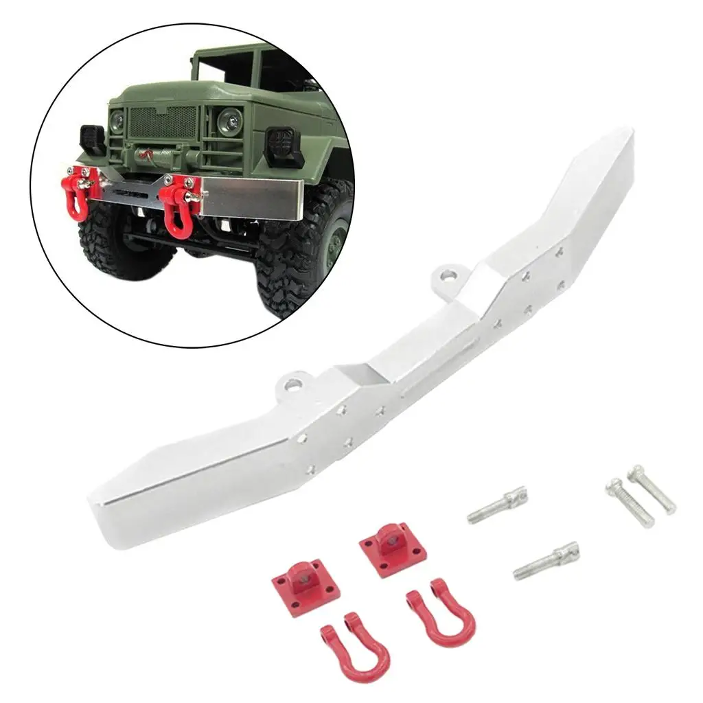 Metal RC Crawler Truck Front Bumper Upgrade Kit with Trailer Hook for 1 16 Scale WPL Car view 2