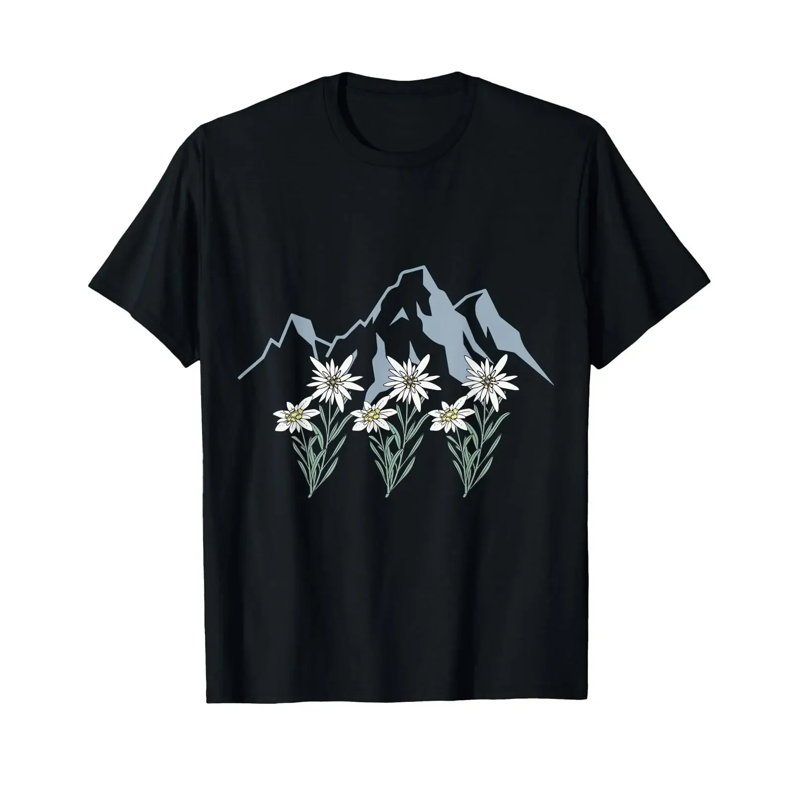 T Shirt with German Text Berge Schweiz Alpen Edelweiss Orchid Flower vintage Washed Top For Everyday Wear graphic homme fashion
