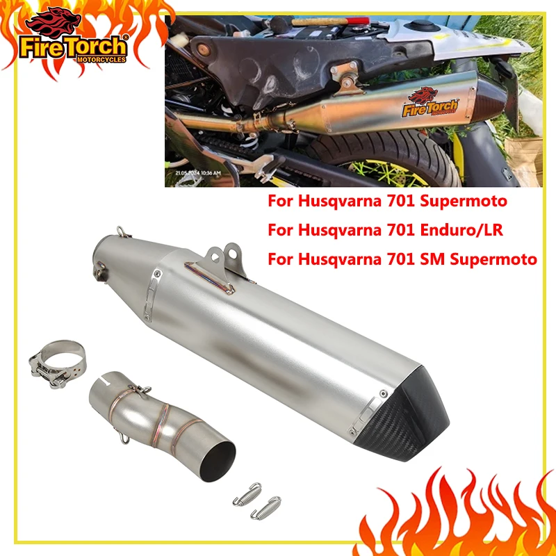 Slip On For Husqvarna 701 SM Supermoto Enduro LR 2021 - 2023 Motorcycle Exhaust Escape Middle Link Pipe DB Killer Carbon Muffler