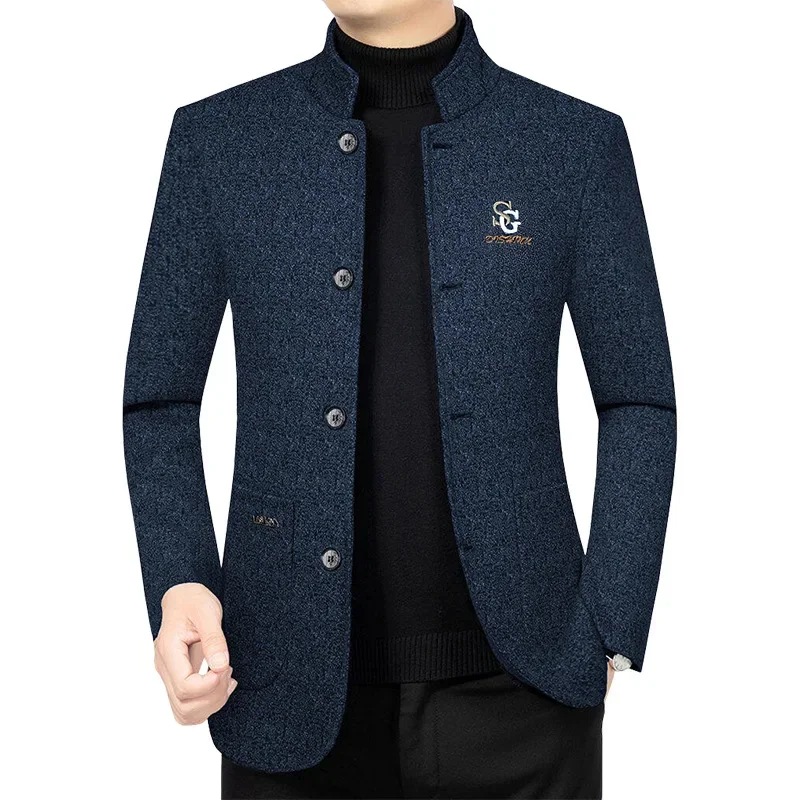 New Spring Autumn Man Suits Coats Men Stand-up Collar Business Casual Blazers Jackets High Quality Men Blazers Coats Jackets 4XL