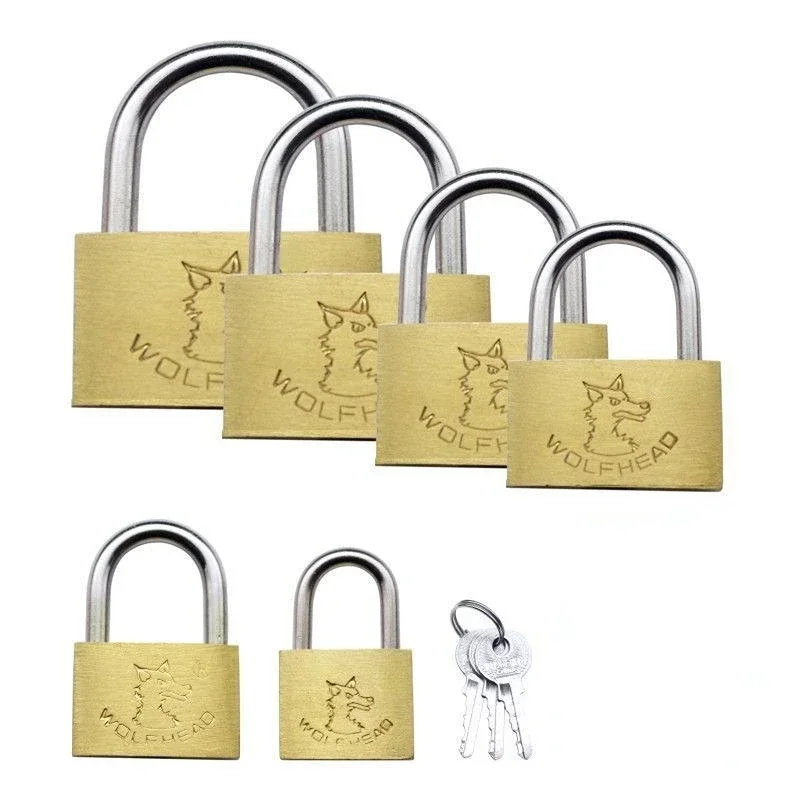 20mm 25mm 30mm 40mm 50mm Not Rust Lock Core Include 3 Keys  Door Locks Copper Padlock Wolf Head Brass Lock Small Locks