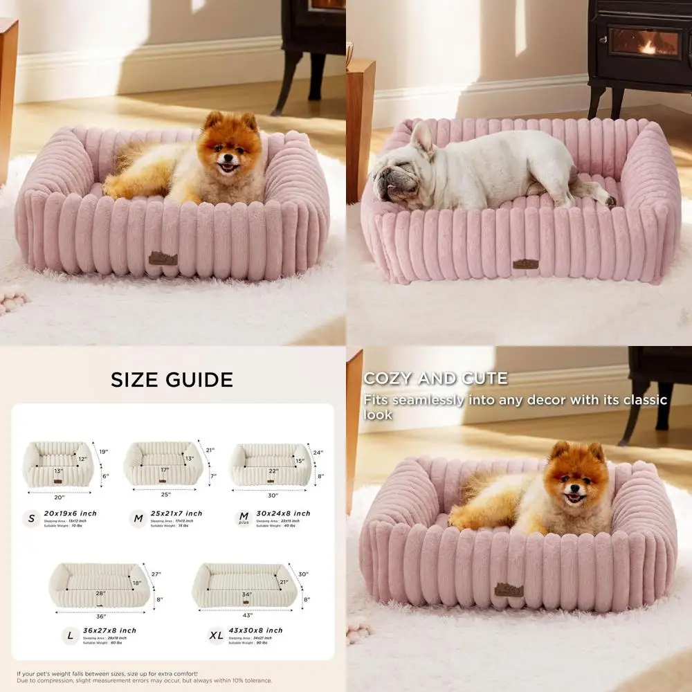 

Моющаяся ортопедическая лежанка для собак средних пород - съемный чехол, 30x24x8 дюймов, розовый цвет