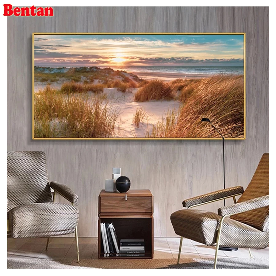 

Sea Sunset 5D DIY Diamond Embroidery Beach Landscape Diamond Painting Full Square New Arrival Mosaic Cross Stitch Needlework Art