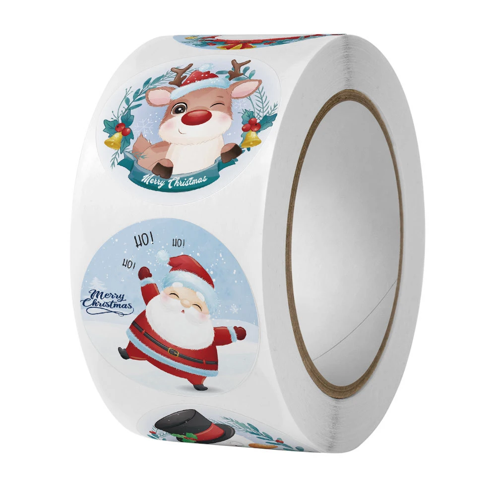 

500pcs/roll Cartoon Christmas Theme Sealing Stickers Cute Santa Claus Graffiti Sticker Notebook Guitar Phone Kids Reward Decals