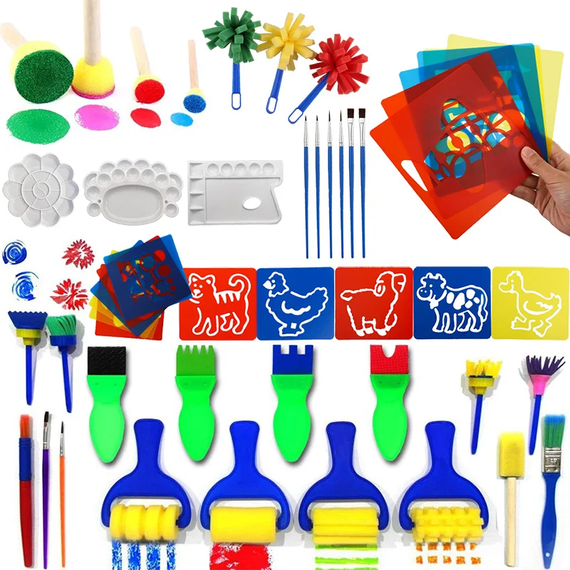 Children Drawing Toy Graffiti Paint Sponges Brush Art Supplies Tools Parent Child Interactive Puzzle Toys Kids Gifts TMZ