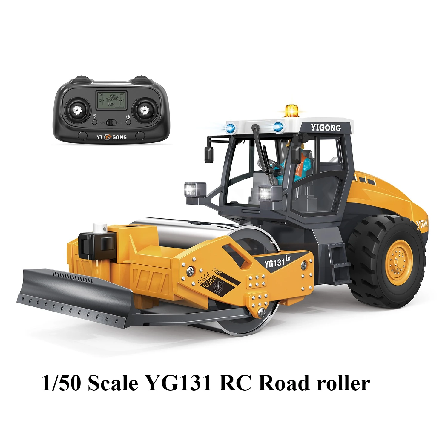 

YG131 RC Road Roller 1/50 Scale H13IX Mini Electric RC Car Model Toy RTR Version with Lighting and Sound System 2026 New Product