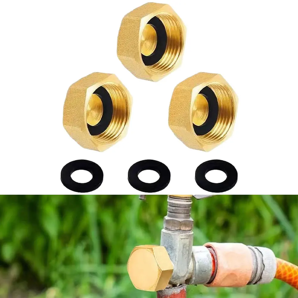 3 piece brass pipe 1 inch internal thread hexagonal fittings with rubber gasket for garden hose water pipe use