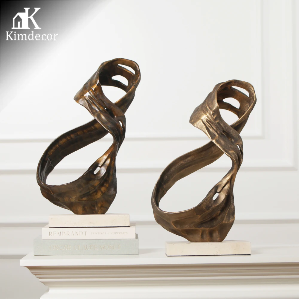 Interior Home Decorative Gold Bronze Flowing Balance Sculpture For Interior Design