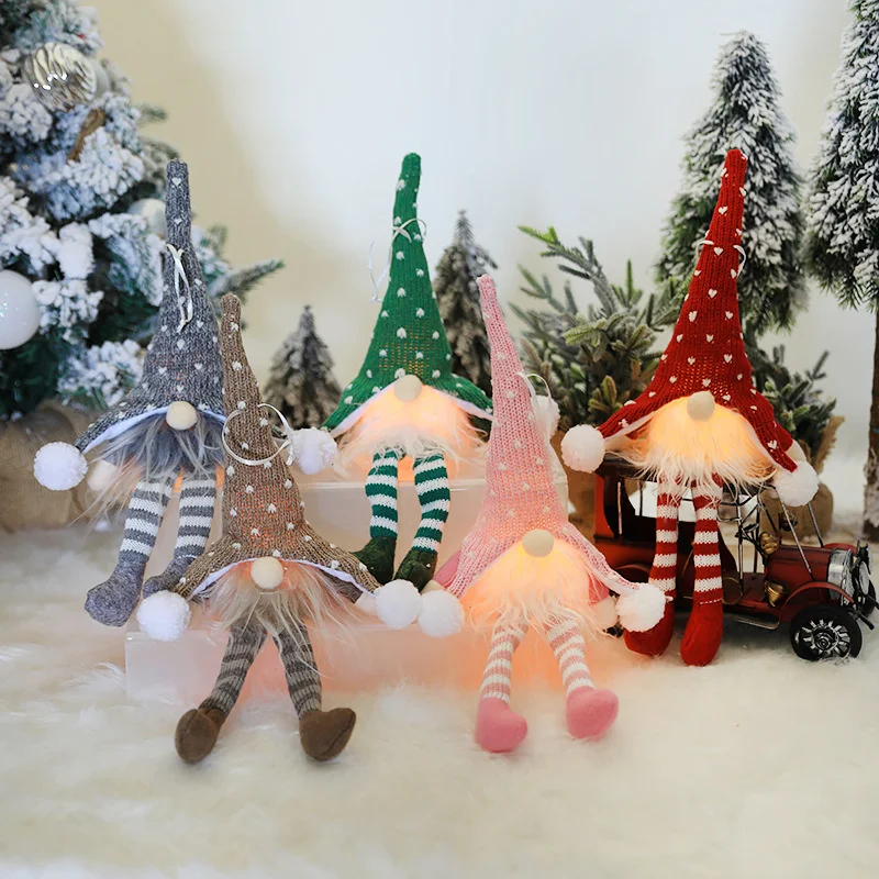 1Pcs Faceless Long Leg Doll Knitted Hat Glowing Gnome Christmas Faceless Doll Merry Christmas Home Decoration New Year Gifts