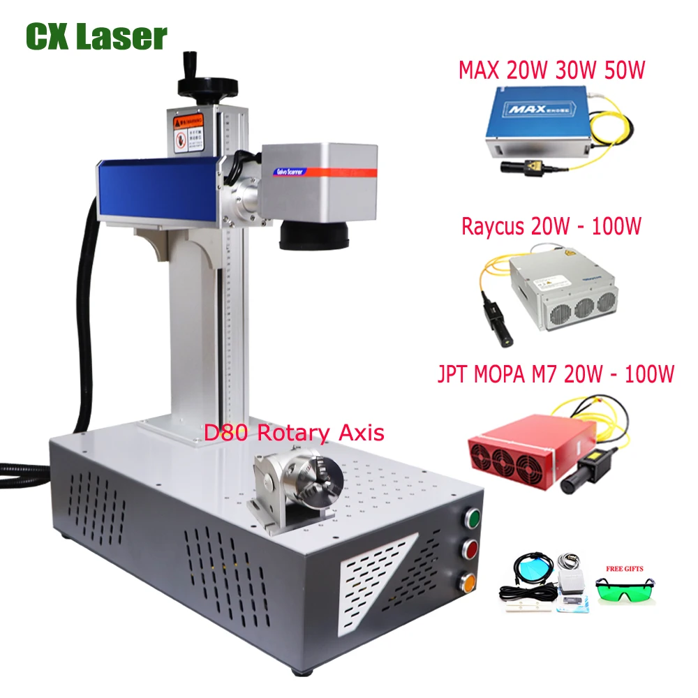 Support Lightburn /  Ezcad2 20W 30W 50W Raycus MAX Fiber Laser Marking Machine JPT MOPA M7 60W 100W for Metal Plastic Engraver