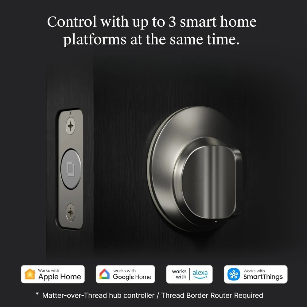 أجهزة الأبواب والأقفال/القفل الذكي، أصغر العالم، الأكثر تقدمًا على موضوع Deadbolt Plus Apple Home Key، أسود غير لامع