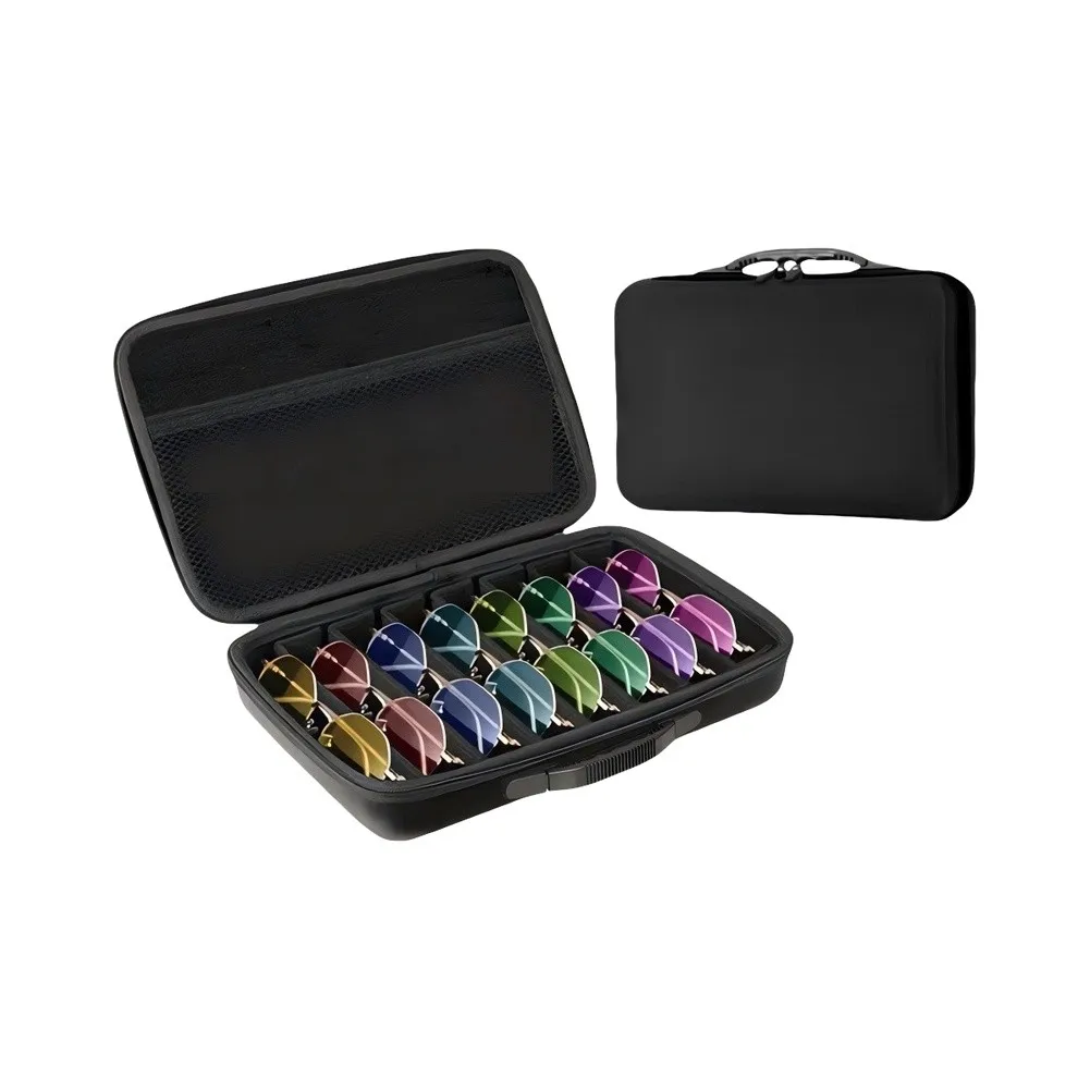 Robust Travel Sunglasses Organizer Case Supporting Vertical or Horizontal Placement Inside Luggage or Backpacks